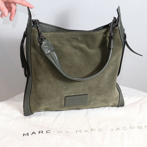 Marc by Marc army green suede and leather handbag.